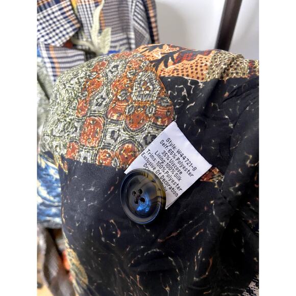 Johnny Was Olivia Embroidered Brown Plaid Floral Blazer Jacket size S - Picture 6 of 8